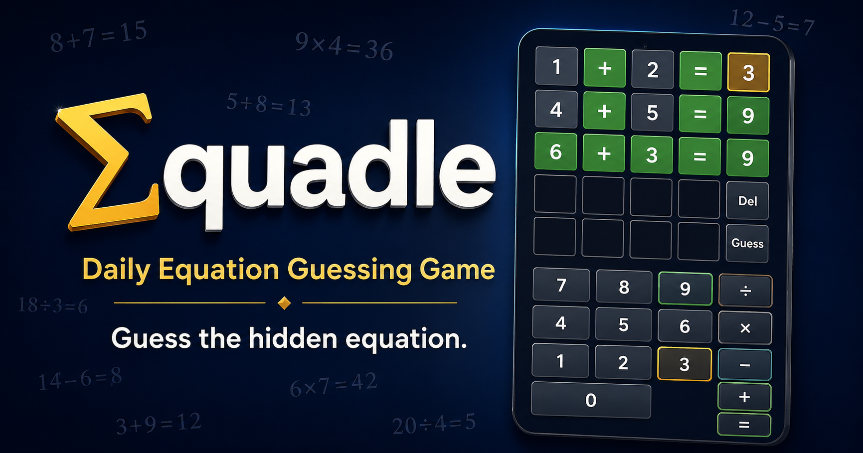 Equadle - Daily Equation Wordle Game | Free Online Math Puzzle